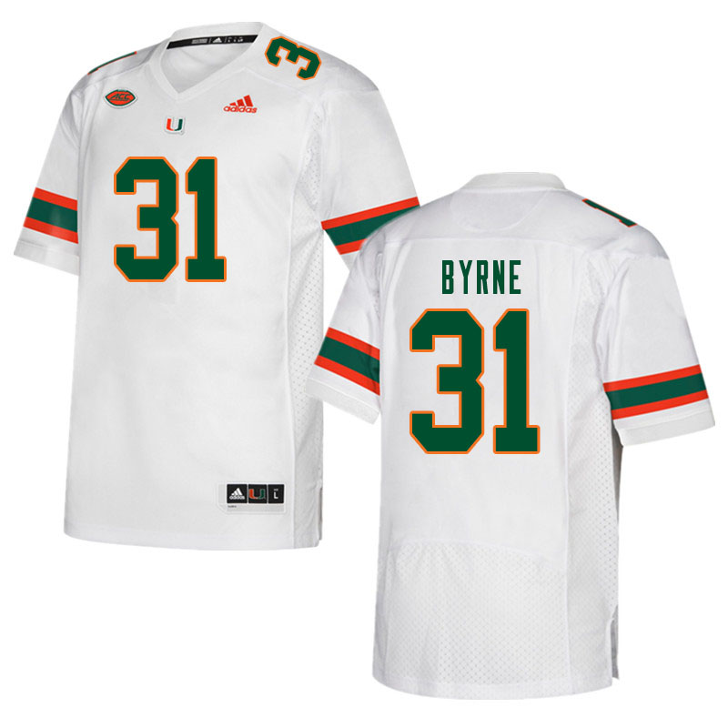 Men #31 Connor Byrne Miami Hurricanes College Football Jerseys Sale-White